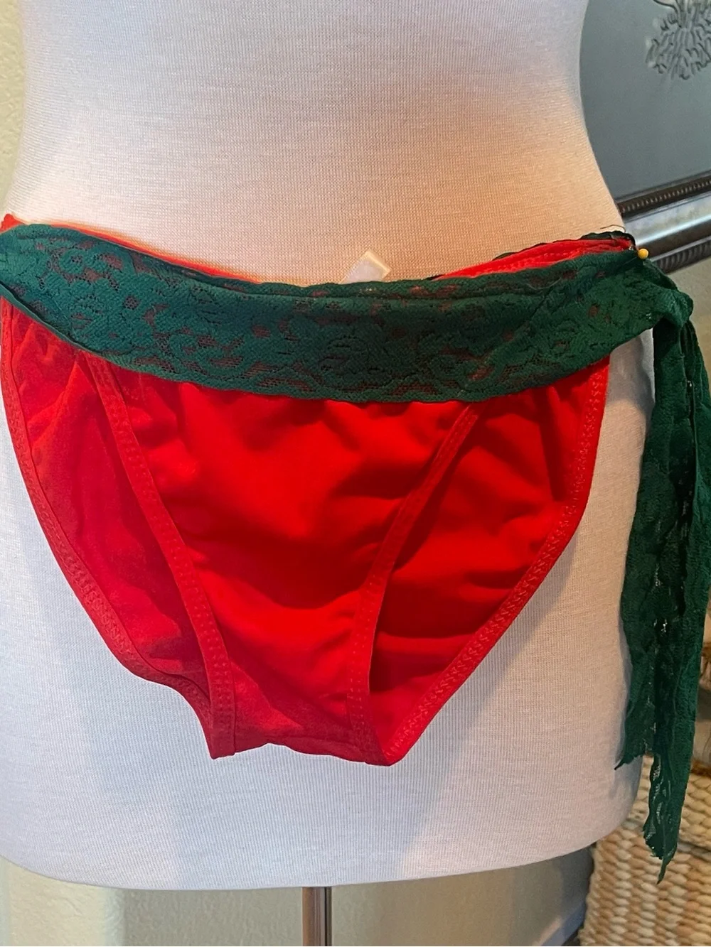 Red & Green Lace Halter Bikini Set - Women Intimates & Sleepwear